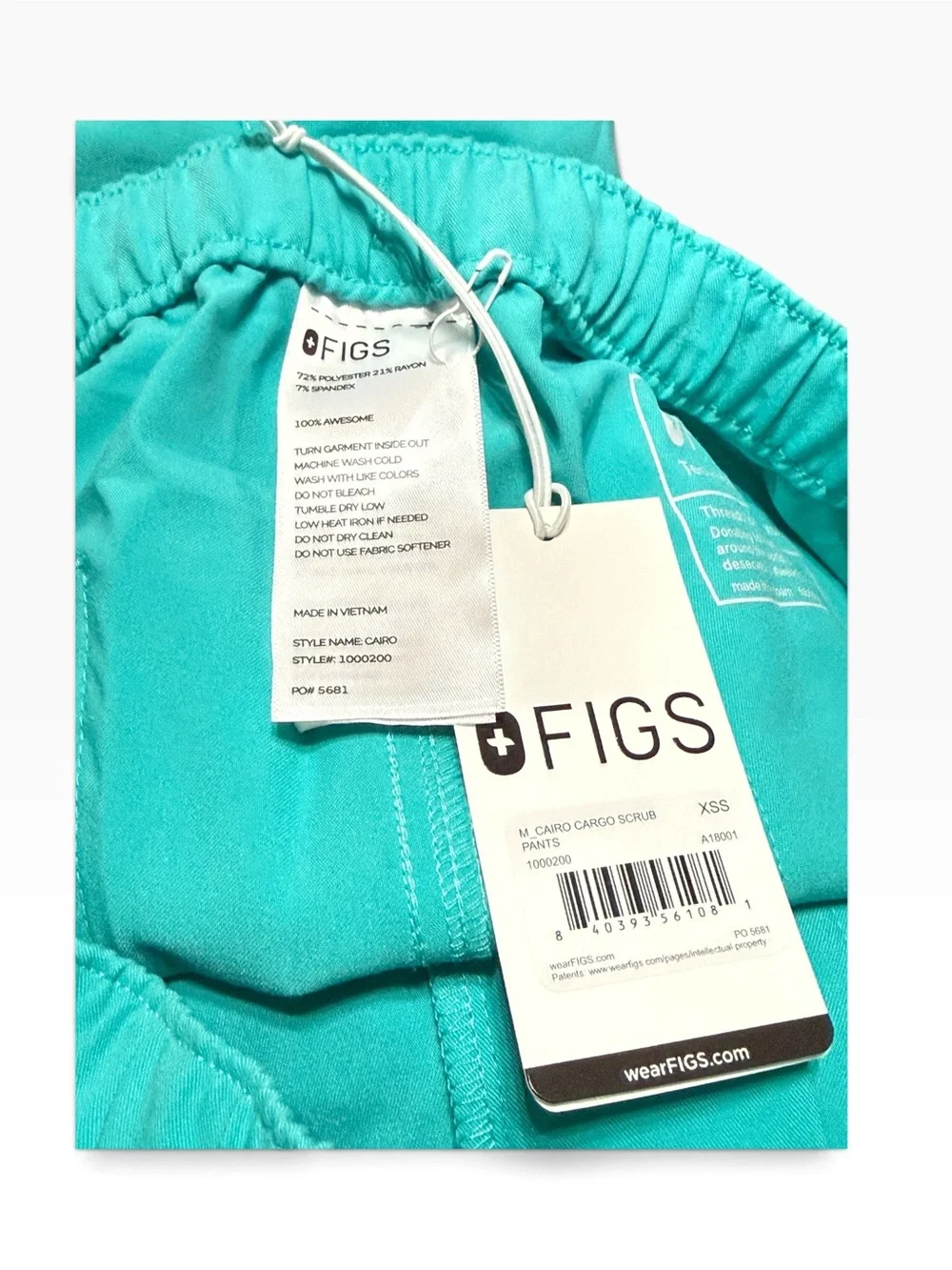 FIGS Cairo Cargo Scrub Pants Men’s Extra Small Short Teal NWT